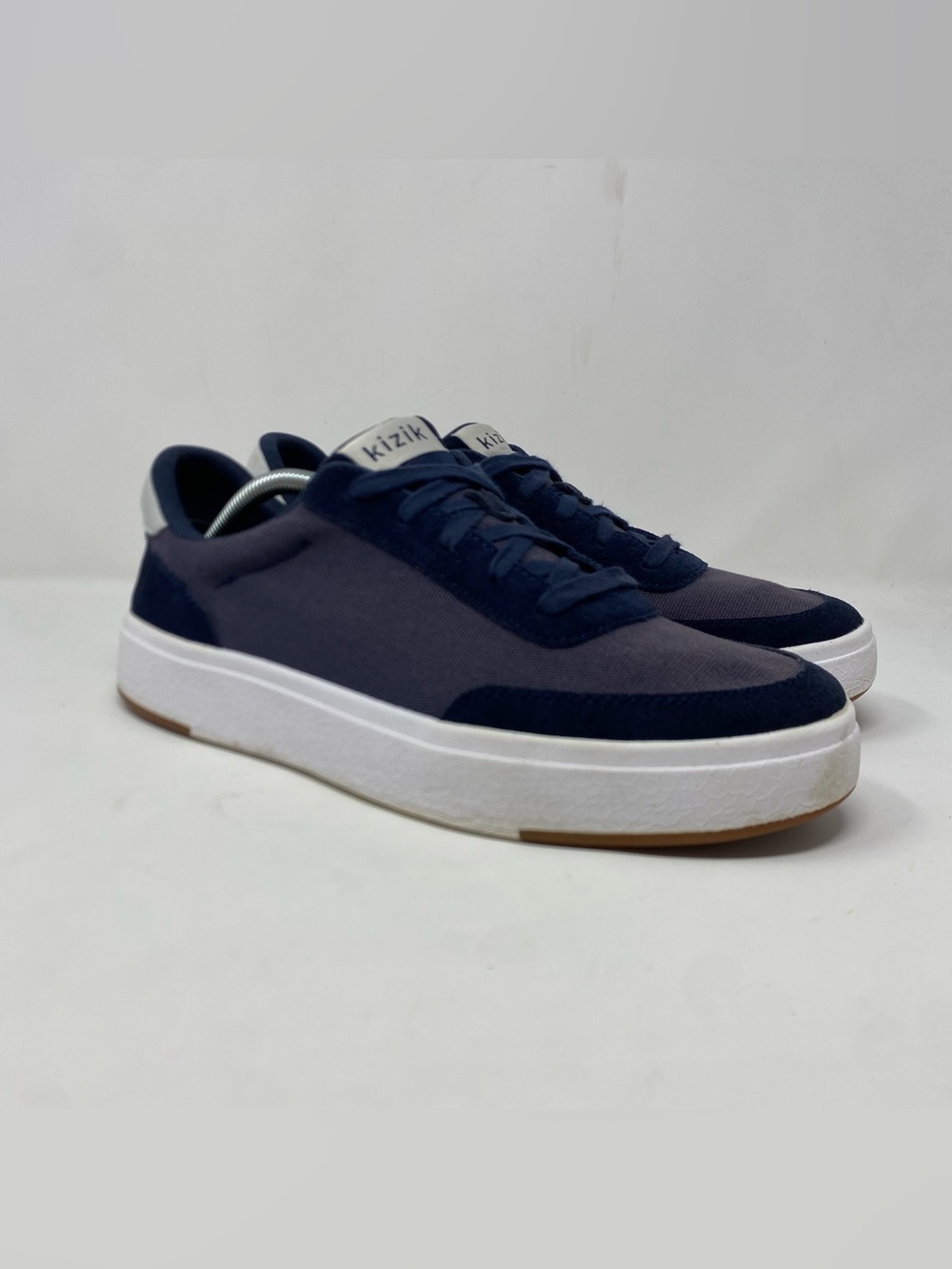 Kizik Prague Hands Free Sneakers Mens 10.5 Womens 12 Navy Blue Canvas
